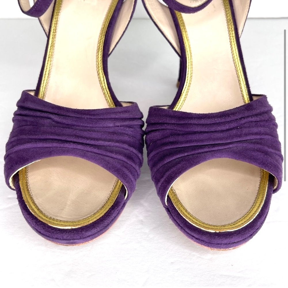 PRADA Purple Suede Open Toe Ankle Strap Heels Heeled Sandals Size 39 - Picture 3 of 10